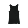 Black RHSM minimalist ribbed tank top laid flat, essential heavyweight workout gear staple.
