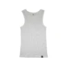 White heavyweight minimalist ribbed tank top laid flat, showing premium cotton texture for calisthenics apparel.