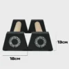 Technical end-view of RHSM Large Parallettes showing the 13cm height and 18cm base width for maximum workout gear stability.
