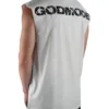 Back view of the white Godmode 2026 tank on a model, highlighting the workout gear fit.